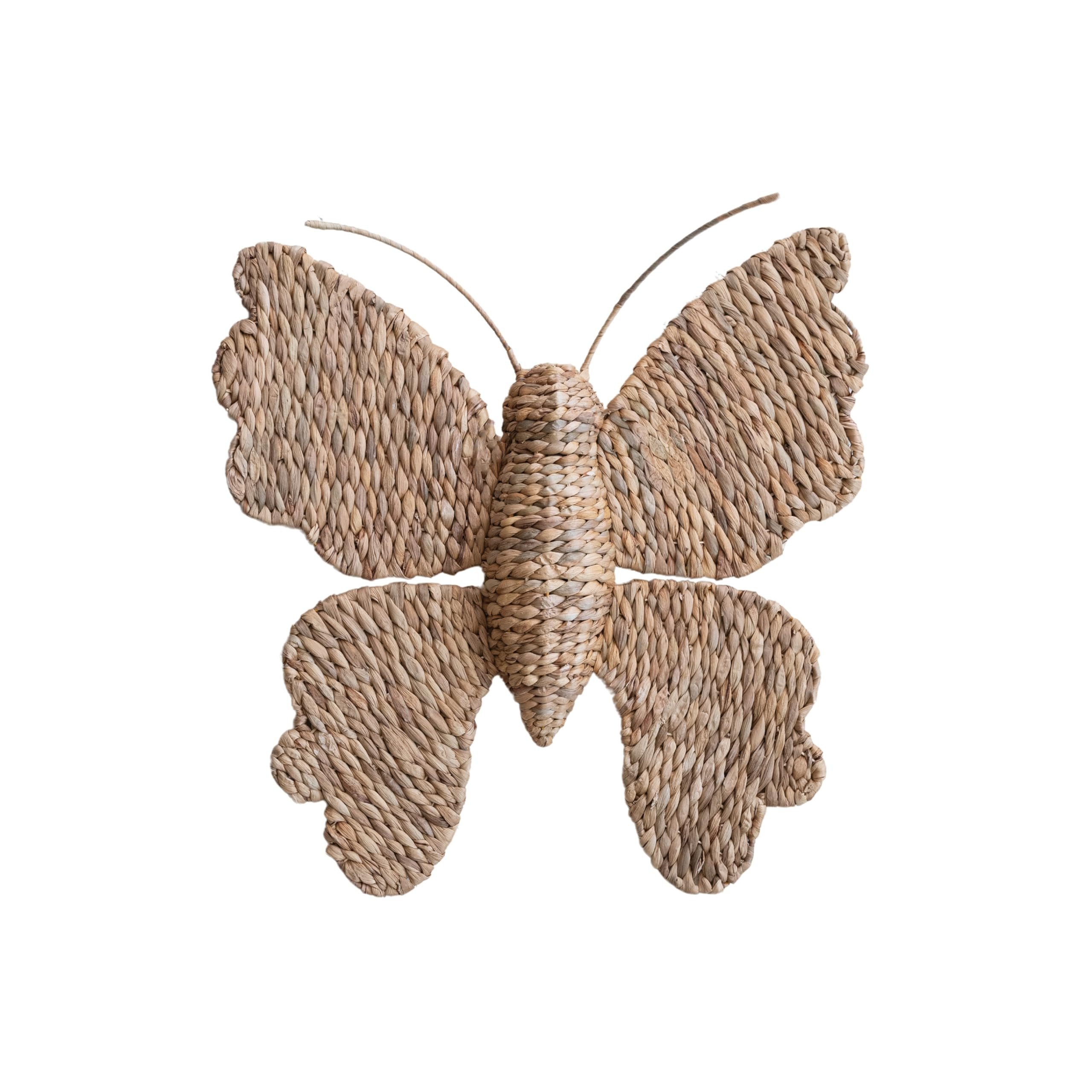 Creative Co-Op Hand-Woven Water Hyacinth Butterfly Wall Décor, Natural | Amazon (US)