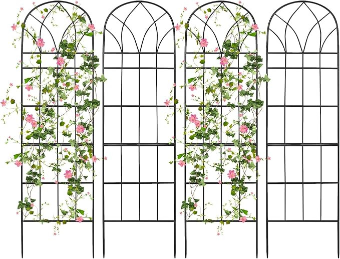 Garden Trellis for Climbing Plants Outdoor, 62"X15" Metal Garden Trellises, Decorative Garden Fen... | Amazon (US)