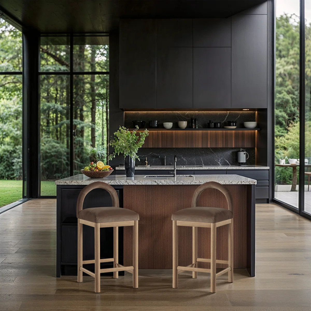 Conrad Letcher Velvet Counter Stool | Wayfair North America