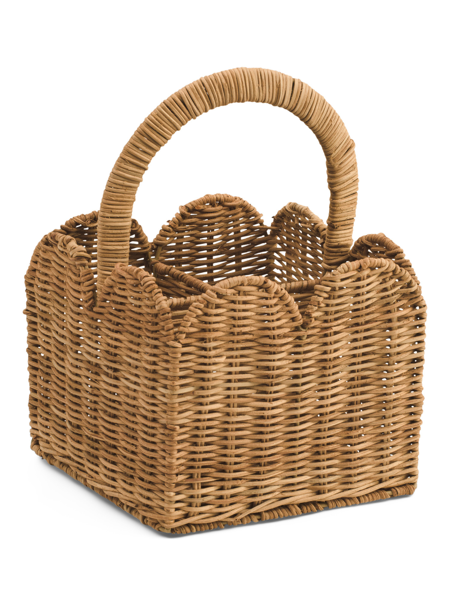 11.75in Rattan Scalloped Caddy Basket | Global Home | Marshalls | Marshalls