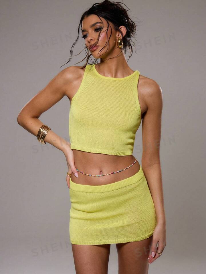 MUSERA Beach Sheer Knit Sleeveless Top | SHEIN USA | SHEIN