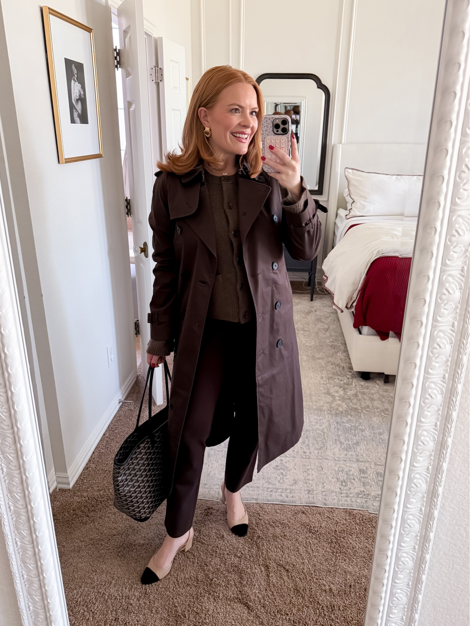 Chic brown work outfit for the office ✨ Styling a monochrome look with a classic trench coat, cropped trousers, and cap-toe heels. Perfect fall workwear for busy working moms. #LTKworkwear #officeoutfitideas #brownoutfit

#LTKmomlife #LTKWorkwear #LTKselfcare
