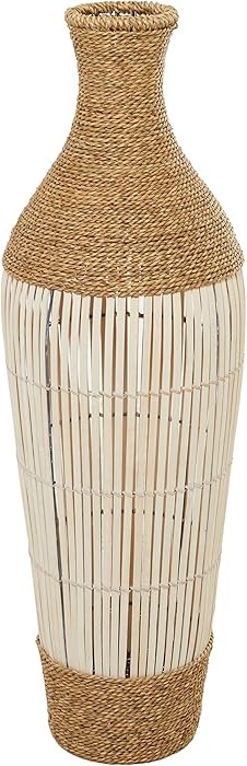 Deco 79 Seagrass Handmade Decorative Vase Wrapped Tall Floor Centerpiece Vase with Cream Slatted ... | Amazon (US)