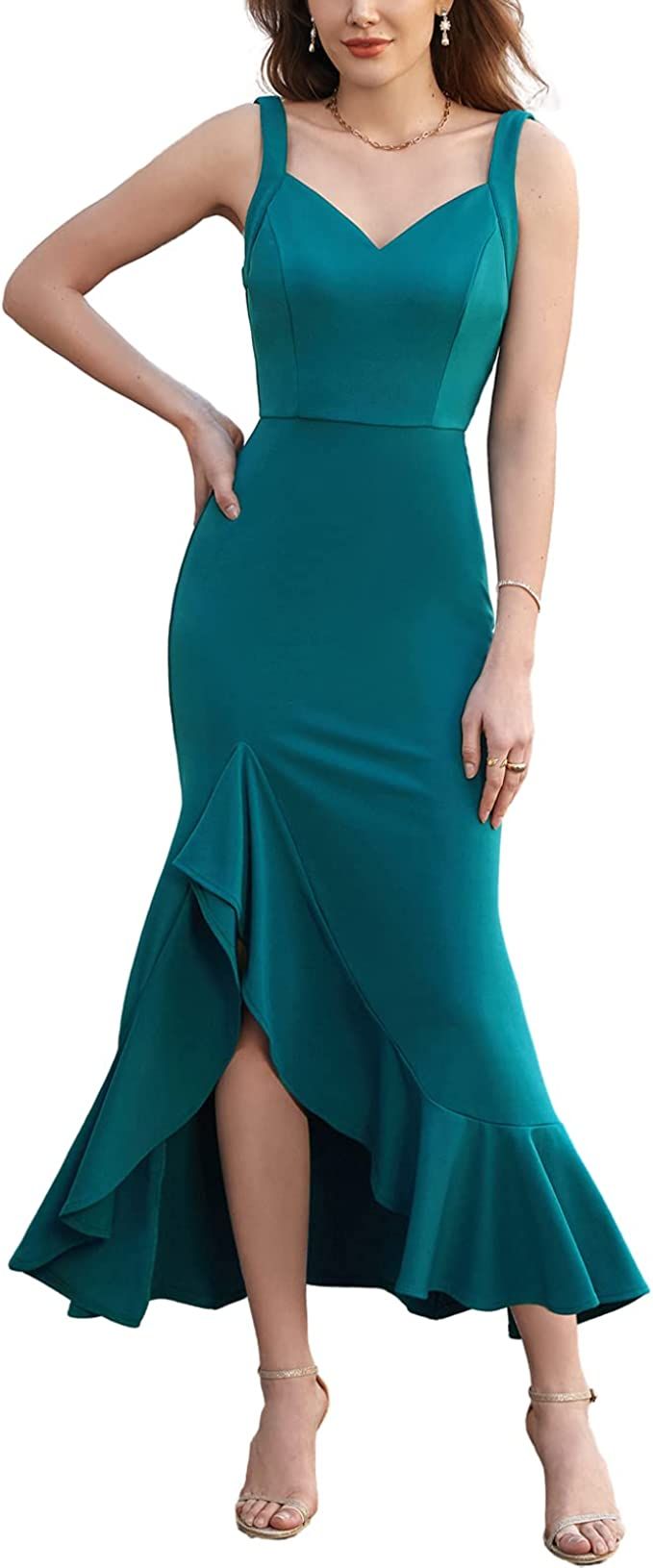 GRACE KARIN Women's Long Formal Dresses Sleeveless V Neck Cocktail Wedding Guest Dresses Mermaid ... | Amazon (US)