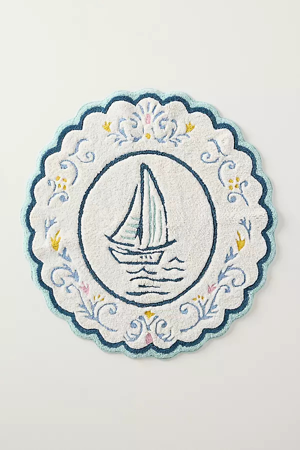 Maeve Manon Cotton Tufted Scalloped Bathmat | Anthropologie (US)