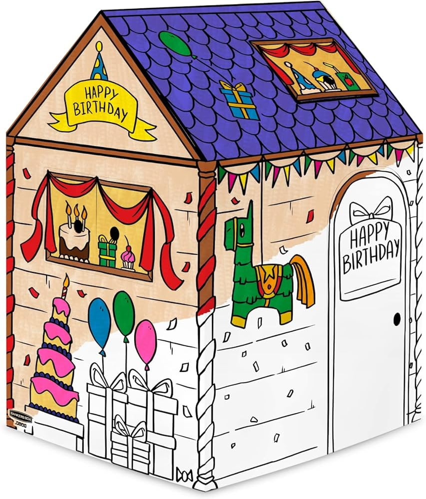 Bankers Box At Play Birthday Kids Playhouse, Corrugated Cardboard House to Color for Kids, White,... | Amazon (US)