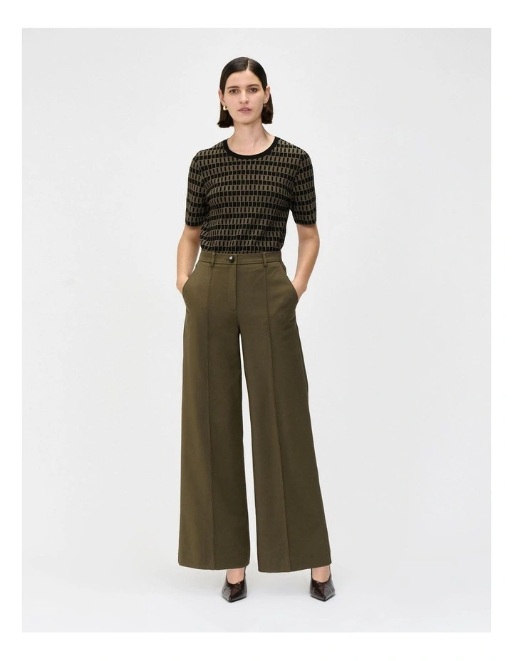 European Stretch Cotton Flared Pant in Green | Myer