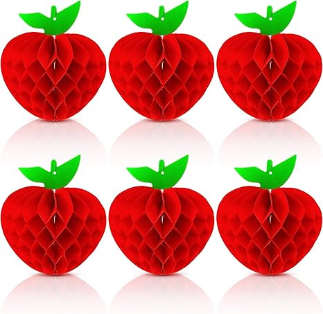KatchOn, Large -6 Pcs Red Apple Shaped Paper Honeycomb Centerpiece Decorations | Apple Hanging De... | Amazon (US)