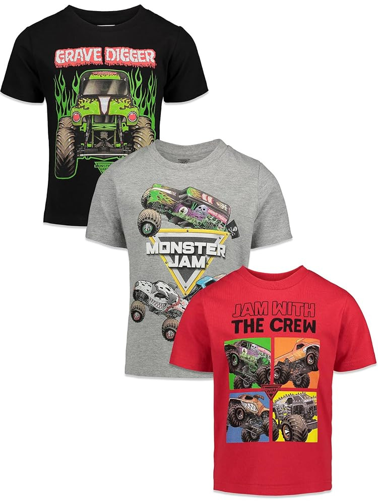 Monster Jam 3 Pack T-Shirts Toddler to Big Kid Grave Digger El Toro Loco Monster Mutt | Amazon (US)