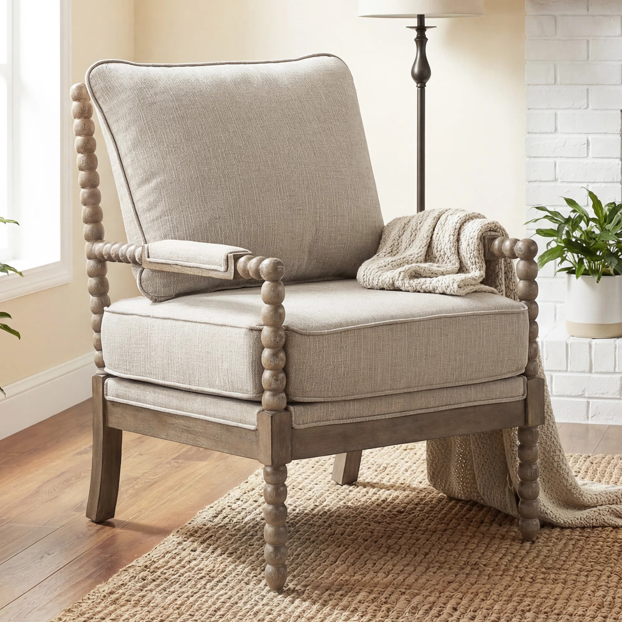 Langley Street® Lorentz Modern Farmhouse Accent Chair 25.5" Wide with Turned Wood and Solid Fram... | Wayfair North America