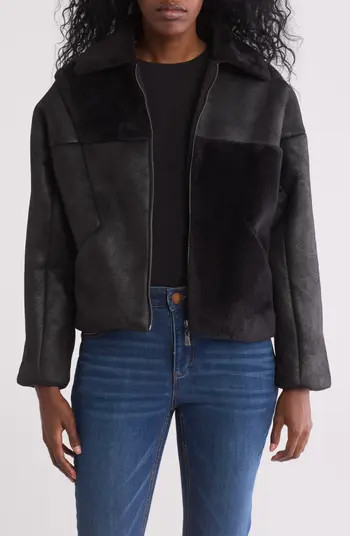 Democracy Faux Shearling Patch Faux Leather Jacket | Nordstromrack | Nordstrom Rack