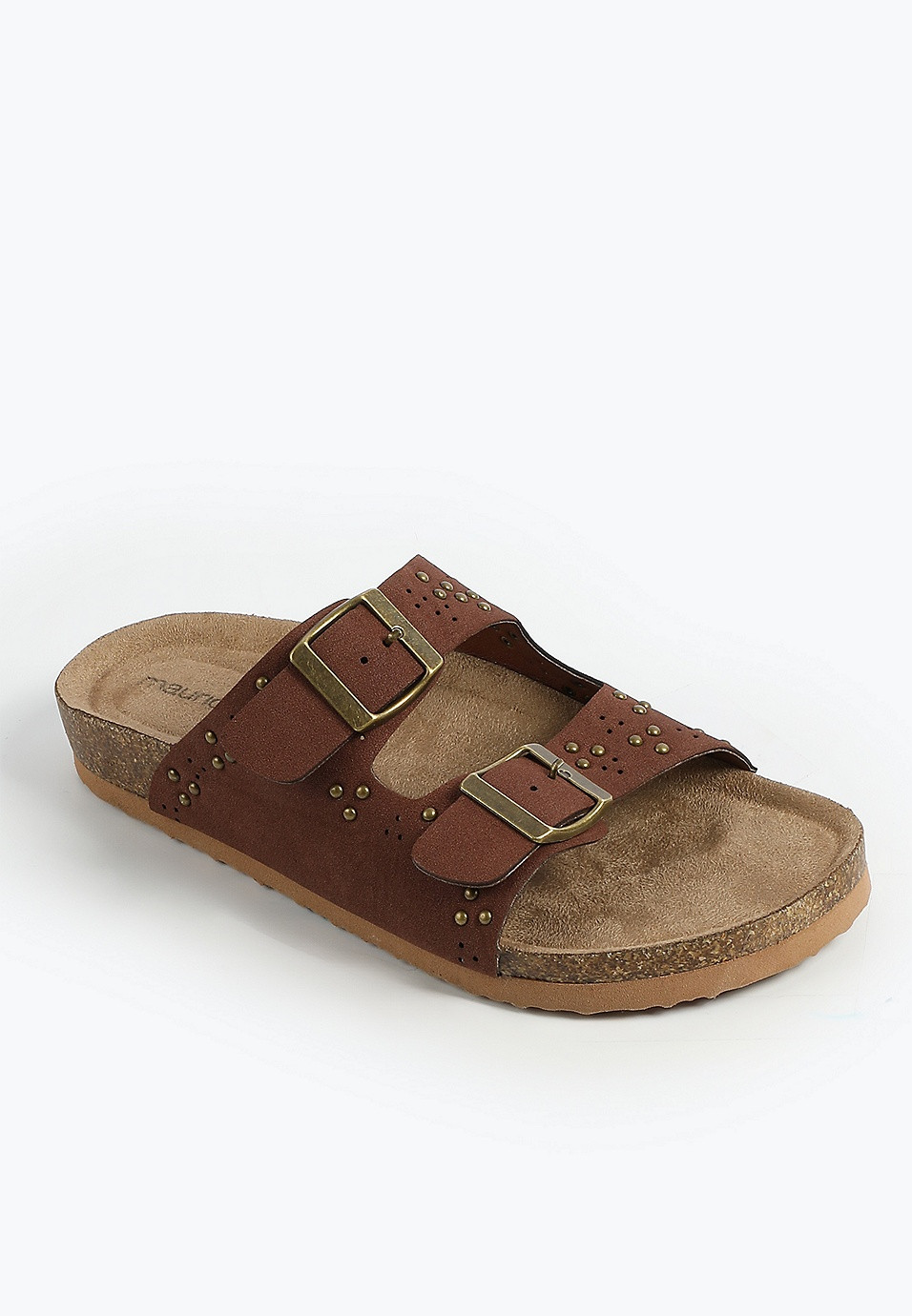 SuperCush Chloe Studded Two Band Footbed Sandal | Maurices