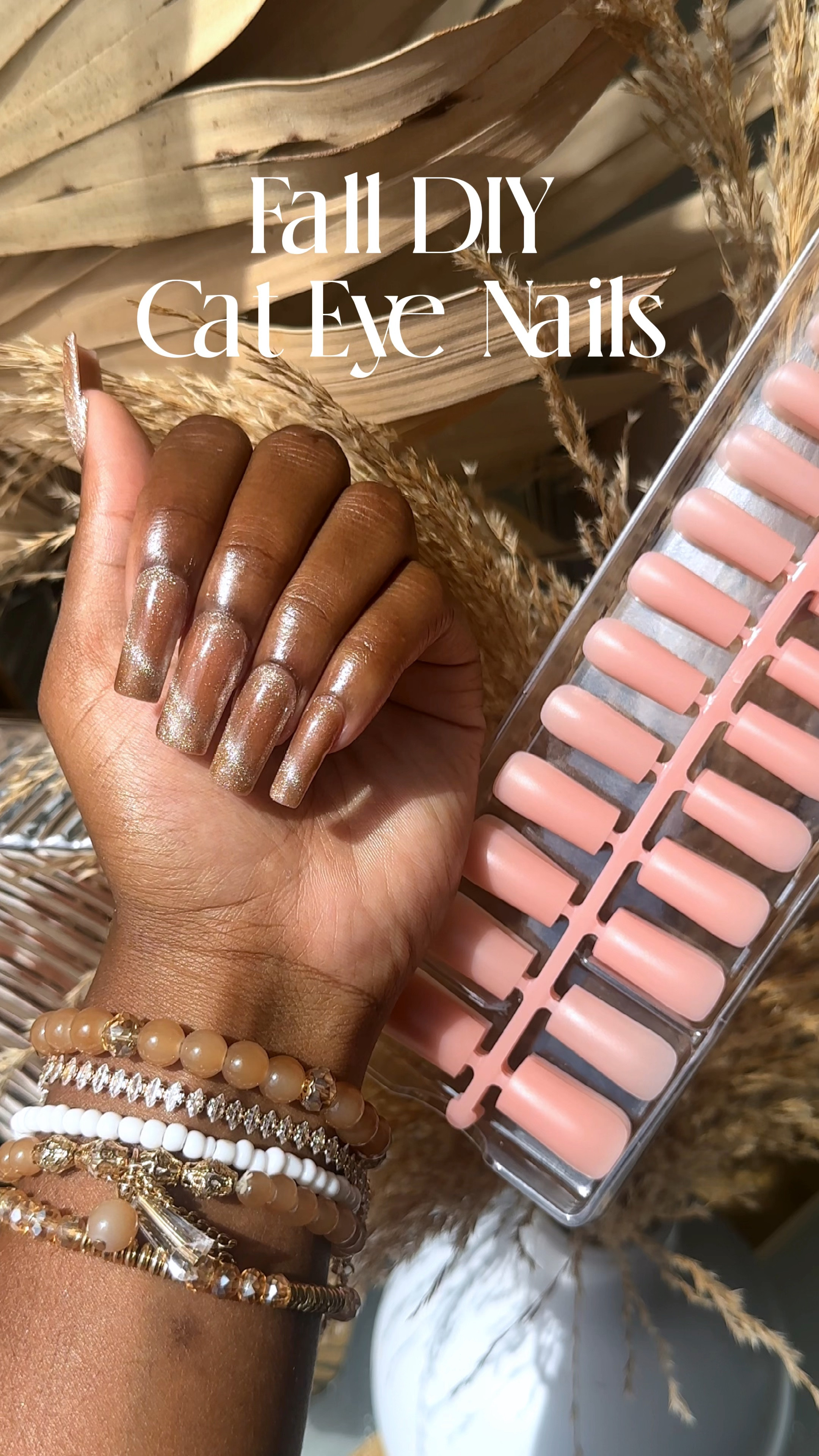 Fall diy cat eye nails 🍁🍂 i did 2 coats to make it a little more brown. 

#LTKfindsunder50 #LTKSeasonal #LTKbeauty