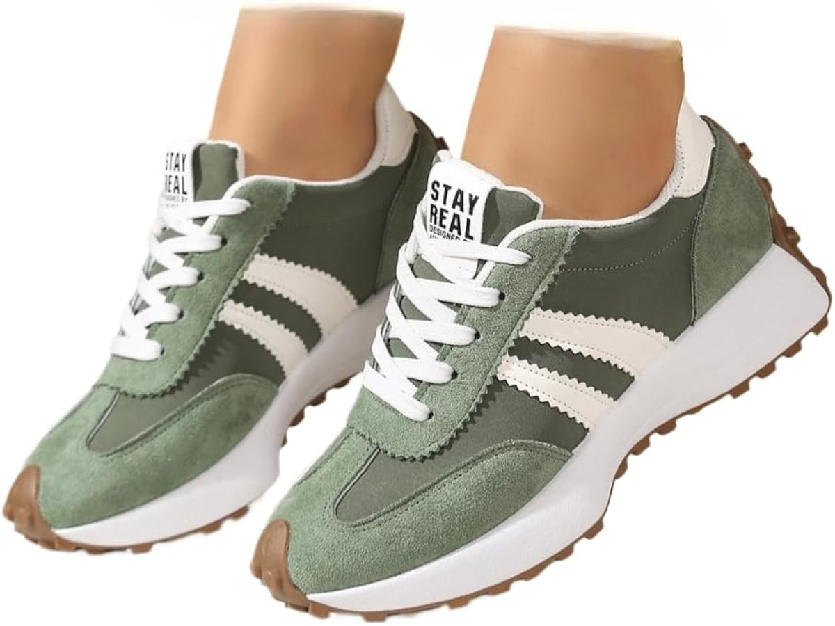 Women's Fashion Thick Sole Sneakers, Breathable Walking Shoes, Comfortable Support, Casual Textil... | Amazon (US)