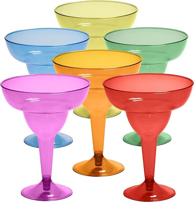Multicolor 48 Plastic Margarita Glasses - 12 oz: Hard Cocktail Cups for Cinco de Mayo Fiesta, Tac... | Amazon (US)
