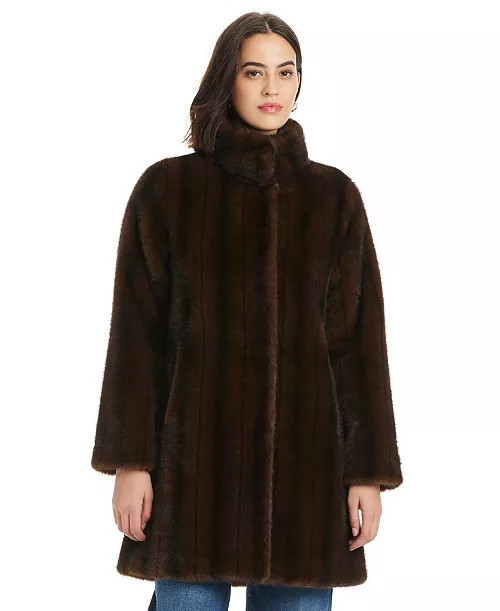 Women's Collared Faux-Fur Coat | Macy's
