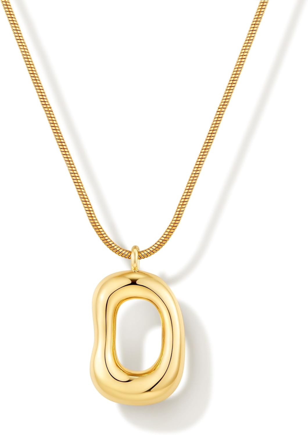 Gold Pendant Necklace for Women Chunky Knot Statement Necklaces 14K Gold Plated Snake Chain Trendy Jewelry Gift | Amazon (US)