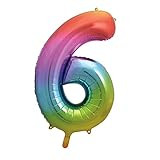 Rainbow Number 6 Shaped Foil Balloon - 1 Pc | Amazon (US)