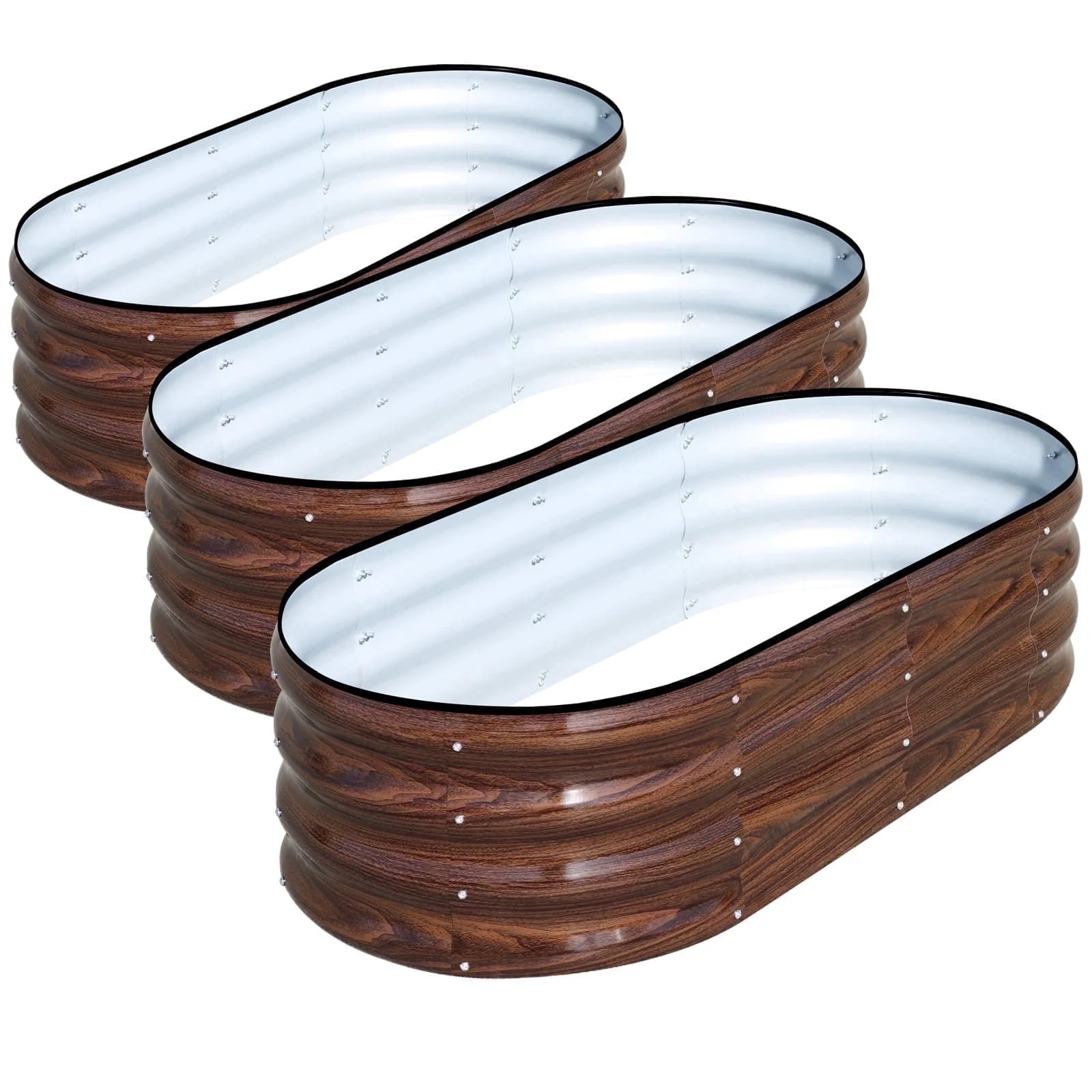 SnugNiture Galvanized Raised Garden Bed Outdoor, 3Pcs 4x2x1ft Metal Planter Box, Brown | Walmart (US)