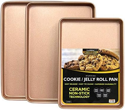 casaWare 3pc Ultimate Commercial Weight Cookie Sheet Set, Two 15 x 10-Inch Pans, One 13 x 9-Inch-... | Amazon (US)
