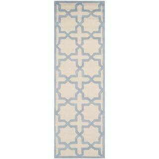 SAFAVIEH Cambridge Ivory/Light Blue 3 ft. x 8 ft. Geometric Multi-Point Diamond Runner Rug CAM125... | The Home Depot