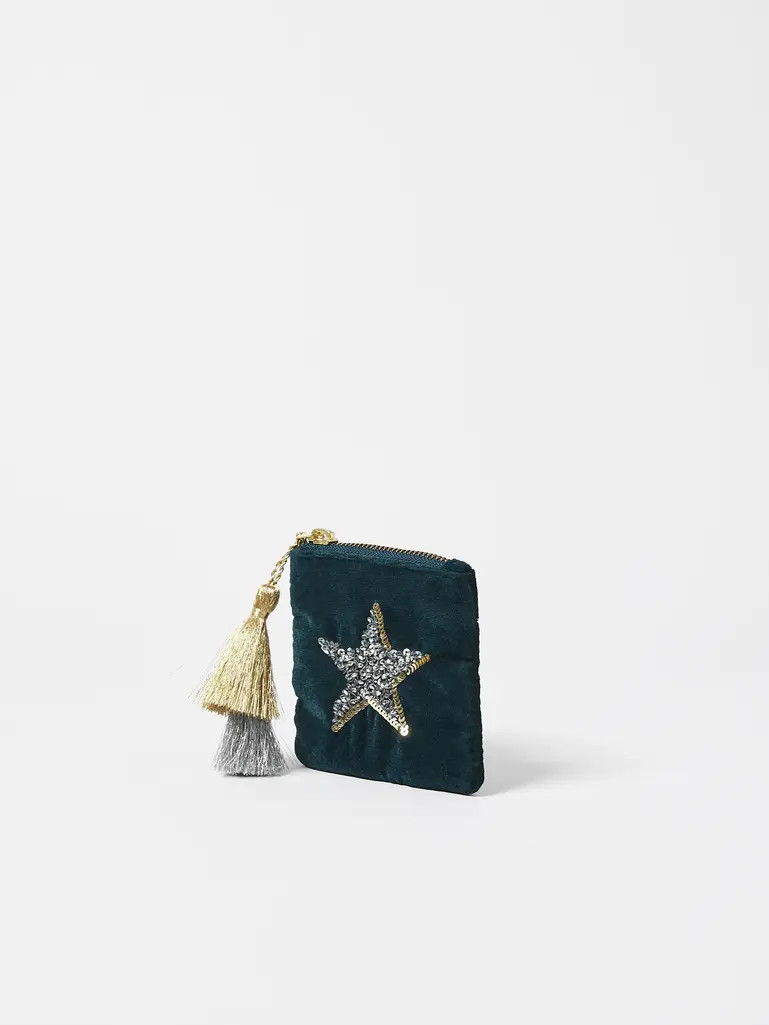 Star Dark Green Velvet Pouch | Oliver Bonas | Oliver Bonas (Global)