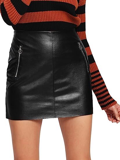 Floerns Women's High Waisted Faux Leather Bodycon Mini Skirt | Amazon (US)