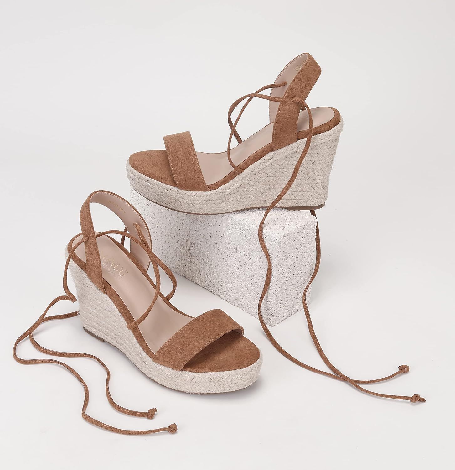 Women's Wedge Platform Espadrille Open Toe Lace-Up Sandals, Cross Strap Wedge Sandals Summer Espa... | Amazon (US)