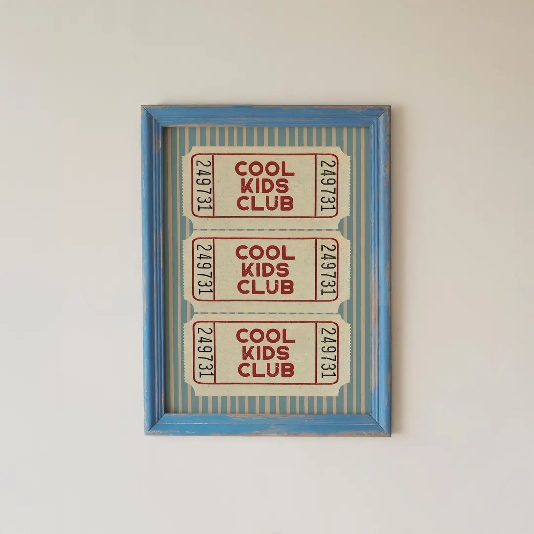 Cool Kids Club Wall Art Print | Retro Ticket Print | Playroom Art | UNFRAMED | KIKIANDNIM - Etsy | Etsy (DACH)