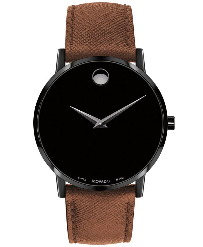 Movado Men's Swiss Museum Classic Cognac Leather Strap Watch 40mm & Reviews - All Fine Jewelry - ... | Macys (US)