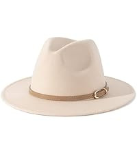 Lisianthus Women Classic Felt Fedora Wide Brim Hat with Belt Buckle | Amazon (US)