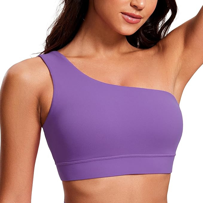 CRZ YOGA Butterluxe Womens One Shoulder Sports Bra - Sleeveless One Strap Low Impact Asymmetrical... | Amazon (US)