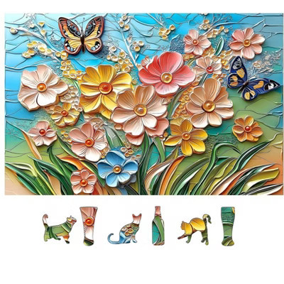 Etokfoks 500 Piece Jigsaw Puzzle for Adults 23 x 15 Inch Colorful Spring Flower Butterfly Garden Art Nature Scene Home Decor | Target