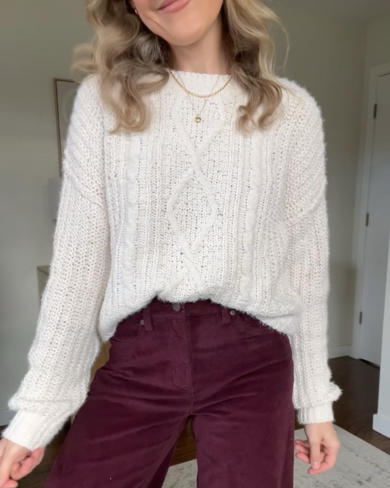 Weeks worth of fall/winter Walmart outfits! Sized up one to a medium in the cream cableknit and the purple stripe turtleneck sweaters. Stayed true to size small in the corduroy dress, fair isle cardigan and velour pajamas. #walmartfashion 

#LTKFindsUnder100 #LTKOver40 #LTKFindsUnder50