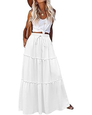 Zeagoo Womens Casual Maxi Skirts for Women 2025 High Waist Boho Skirts Floral Printed Long Flowy ... | Amazon (US)