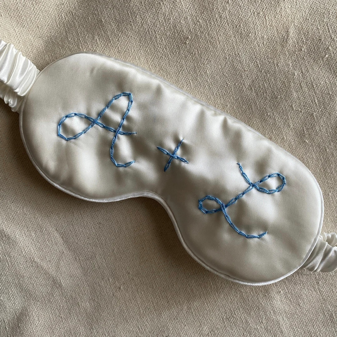 Embroidered Wedding Eye Mask | Custom Stitched Sleep Mask, Personalized Initials, Something Blue,... | Etsy (US)