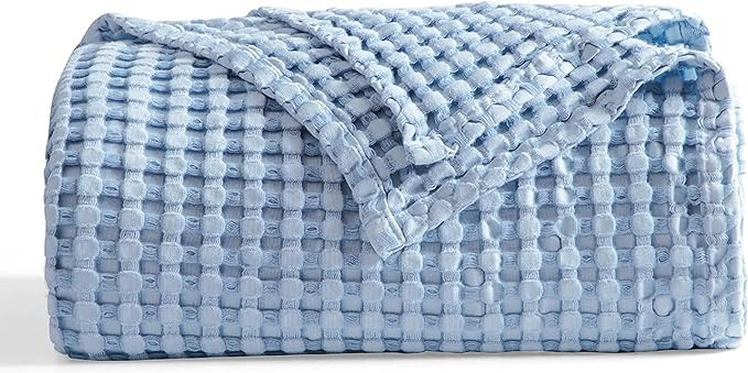 Bedsure Cooling Cotton Waffle King Size Blanket - Lightweight Breathable Blanket of Rayon Derived... | Amazon (US)