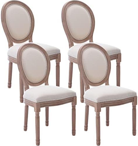 Virabit French Country Dining Chairs Set of 4, Vintage Louis Chairs with Curved Backrest and Beau... | Amazon (US)