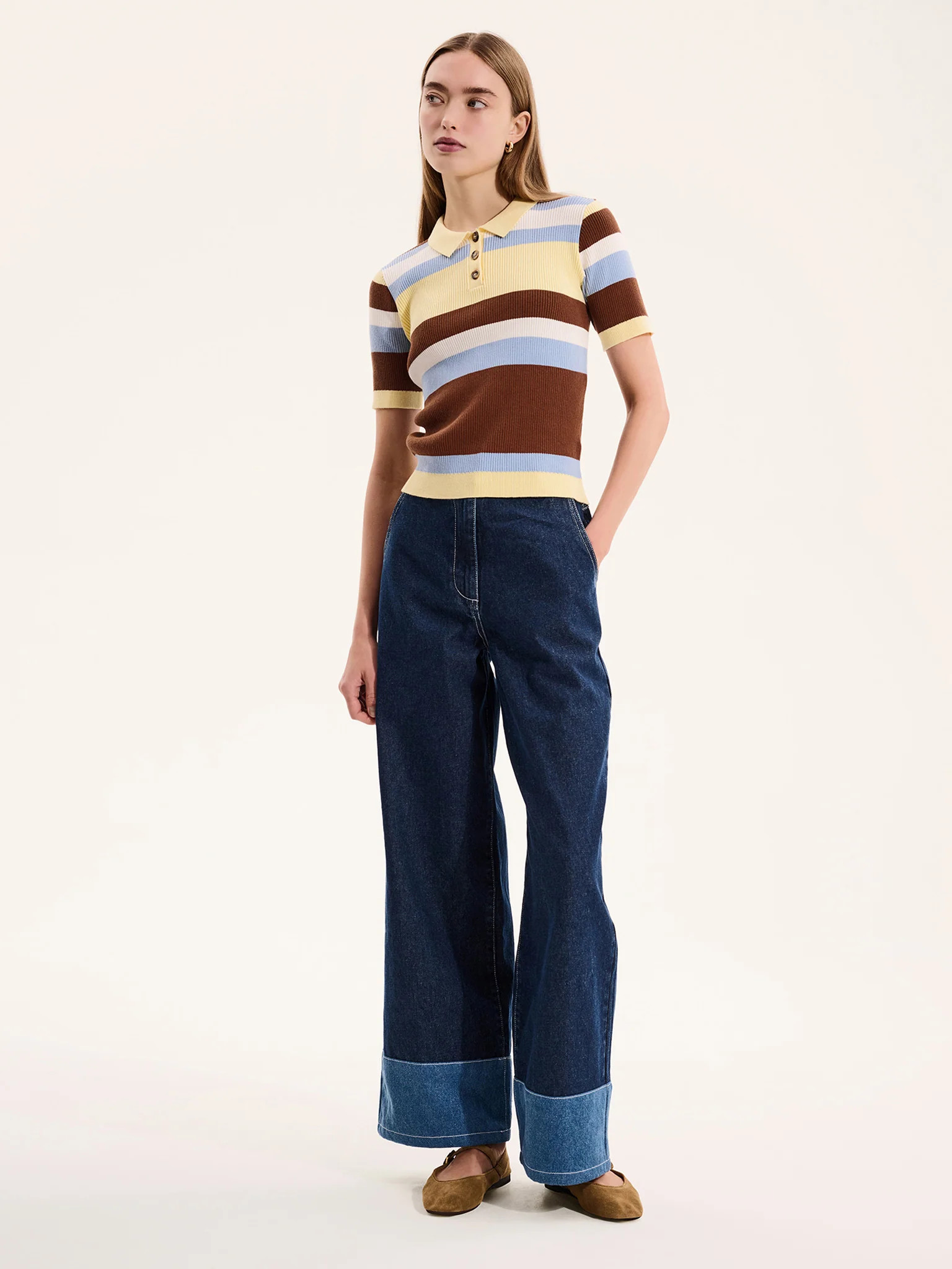 Amos Stripe Short Sleeve Top | OMNES UK