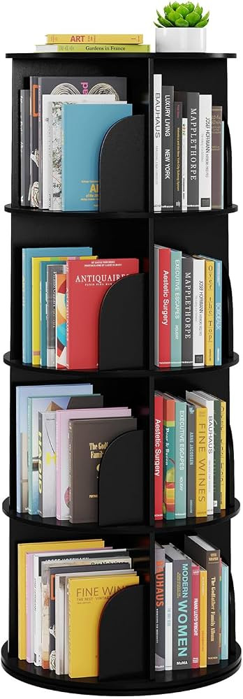 SpaceAid 4 Tier Rotating Bookshelf Tower, Spinning Bookcase Lazy Susan, Revolving 360 Book Shelf ... | Amazon (US)