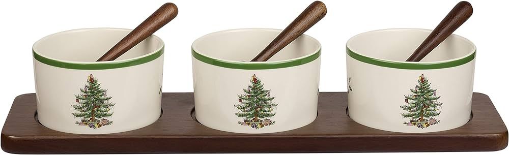 Spode Christmas Tree Collection Condiment Bowls, 7-Piece Set, Beige/Green, Ceramic Serving Bowl, ... | Amazon (US)
