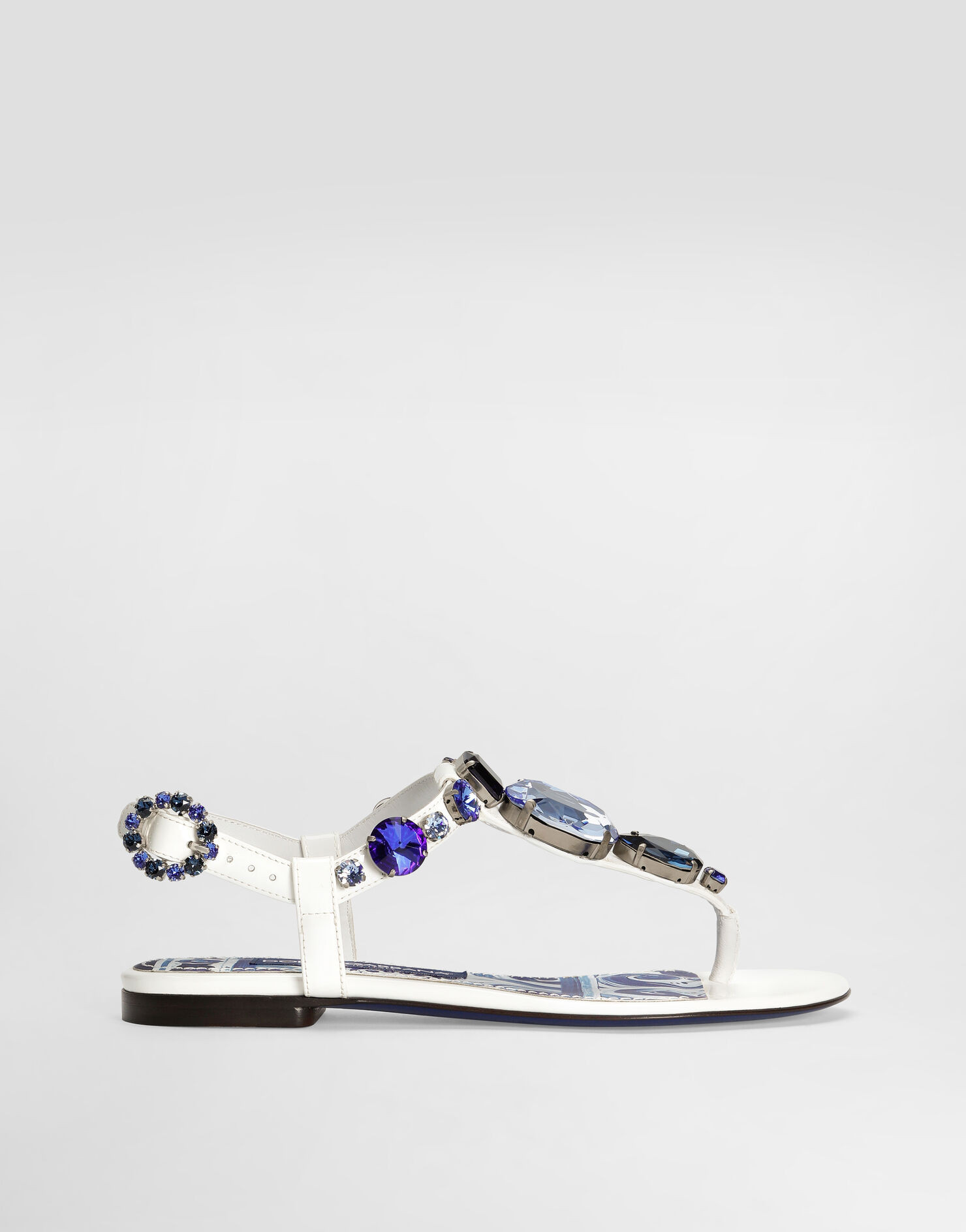 Patent leather thong sandals with embroidery | Dolce & Gabbana US
