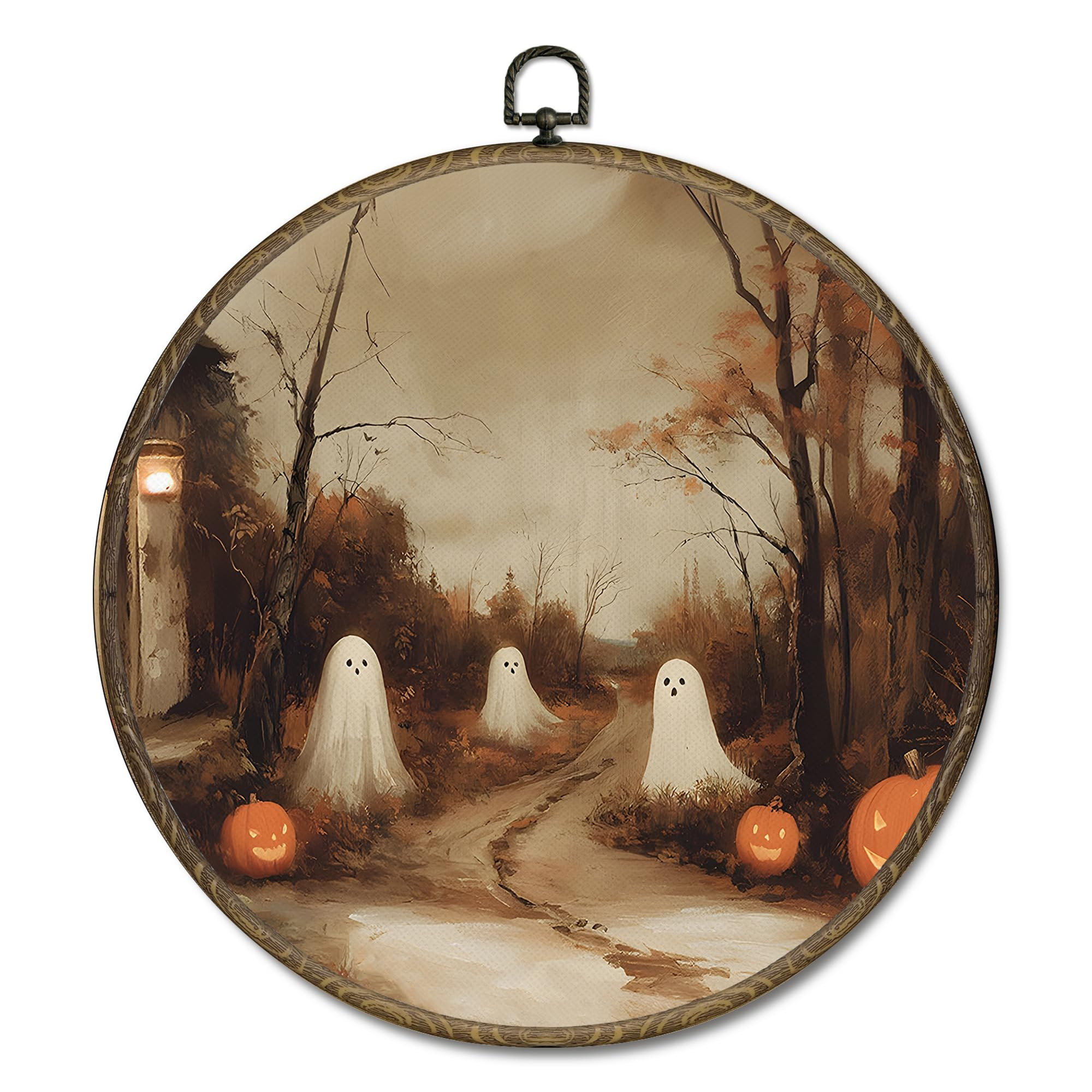 OINDADE Fall Halloween Ghost Round Wall Art Decor, Vintage Dark Cottagecore Ghost Wall Art Hangin... | Amazon (US)