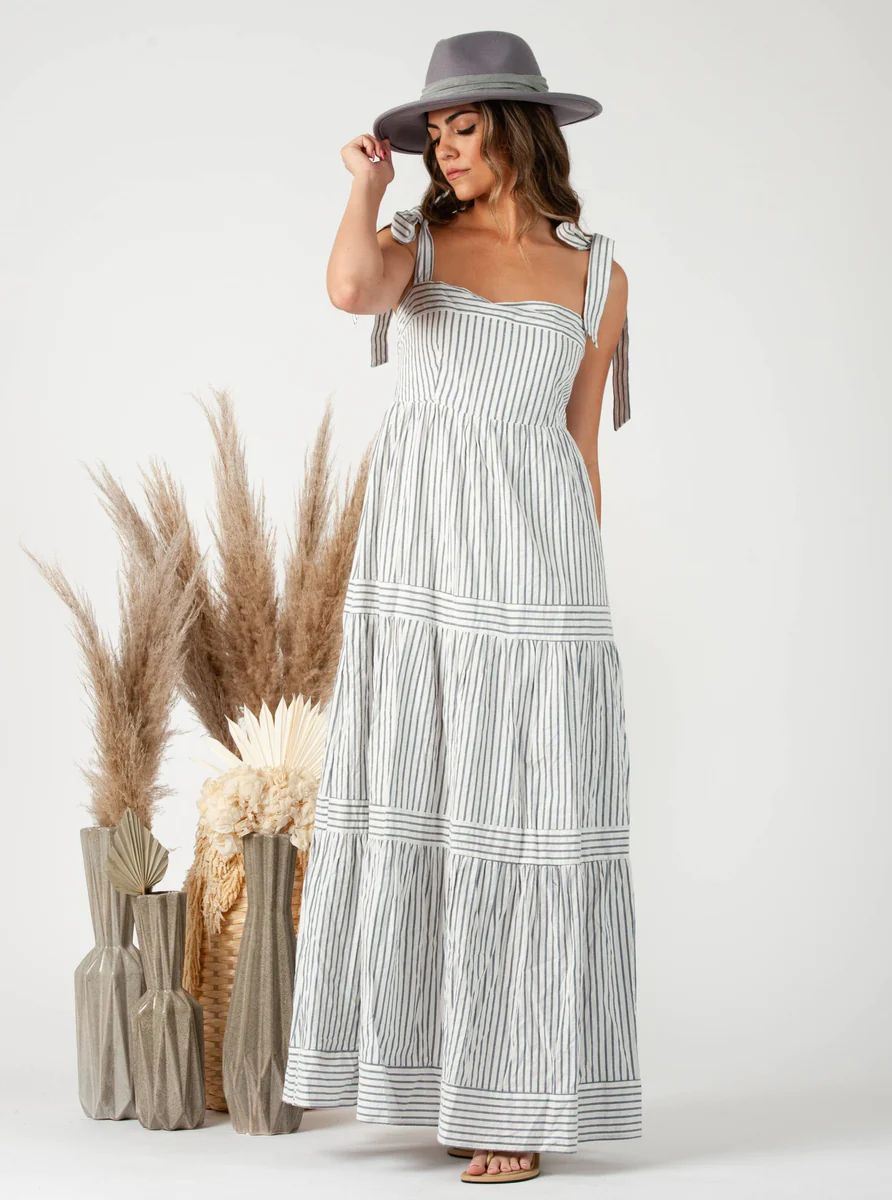 CAPRI MAXI DRESS-NAVY STRIPE | LUCCA COUTURE