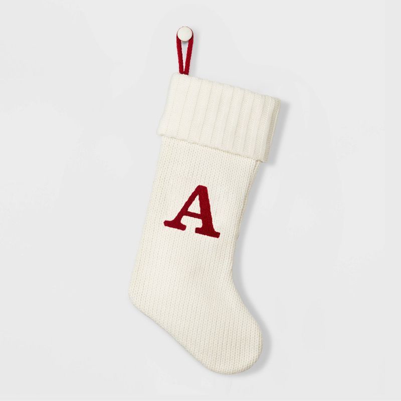 Knit Monogram Christmas Stocking White M - Wondershop&#8482; | Target