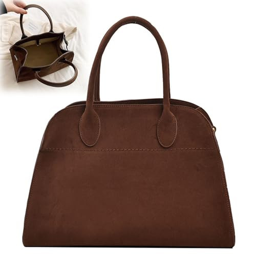 Brown Suede Tote Bag For Women,Brown Suede Handbag,Suede Satchel Bags For Women,Fashion Retro Shoulder Satchel Bag (Brown Large) | Amazon (US)