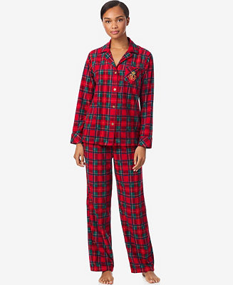 Women's Long Sleeves Notch Collar Pajama Set | Macy's