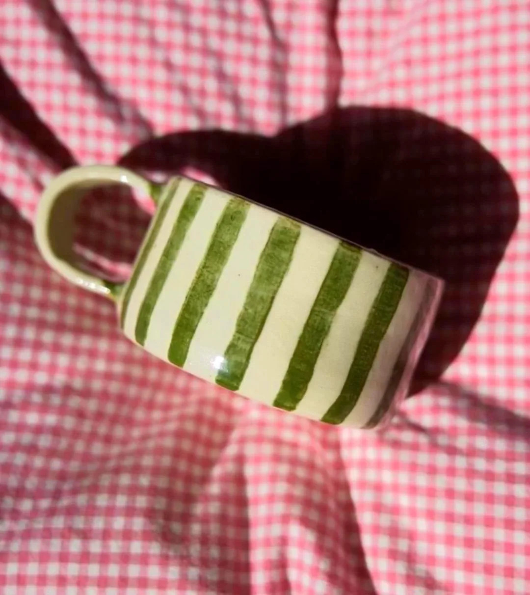 Handmade Green Striped Ceramic Mug: Whimsical Green Mugs - Etsy | Etsy (US)