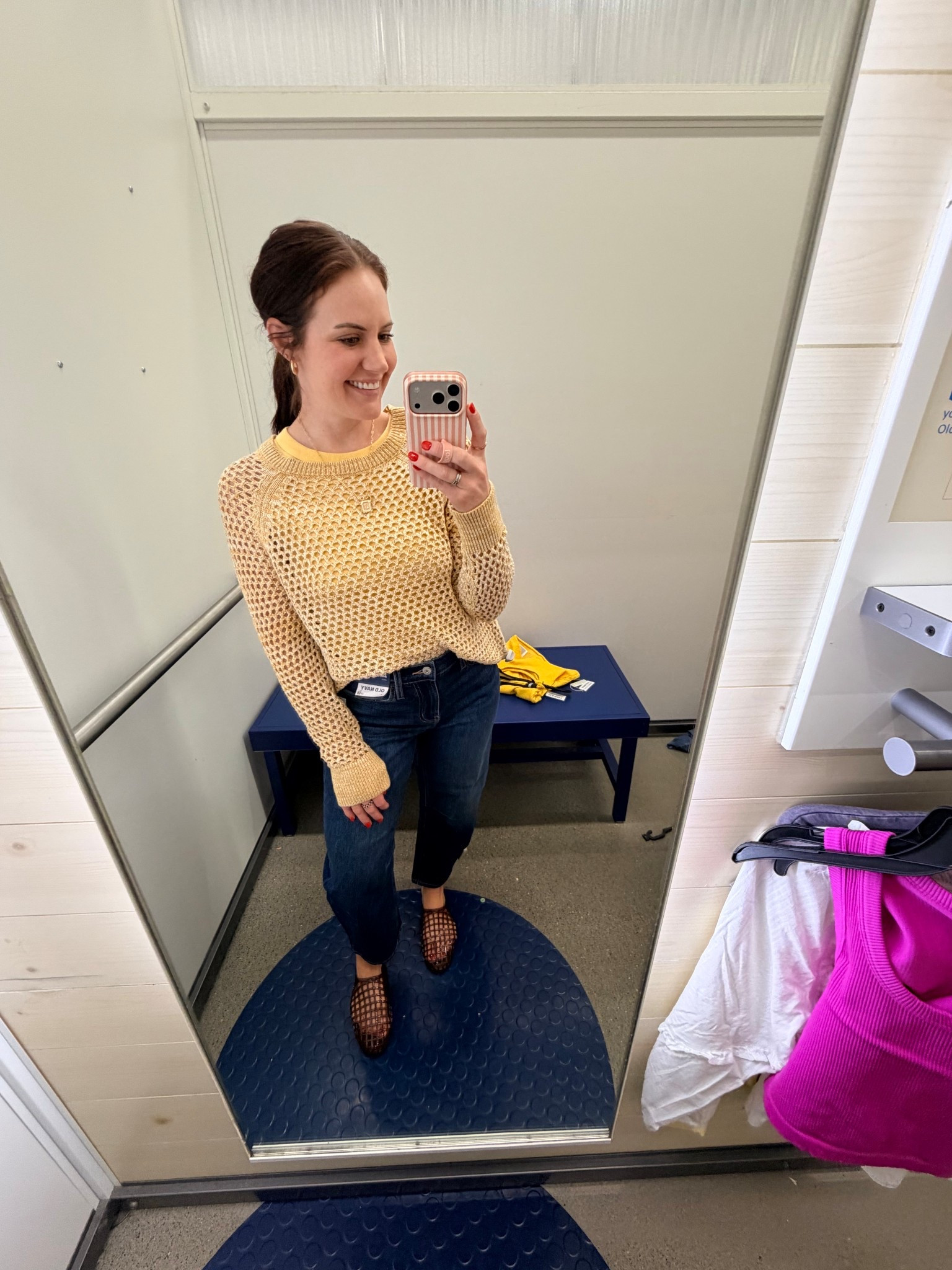 Jeans run a little oversized - I sized down to 2. Wearing a medium in the crochet sweater!

#LTKmomlife #LTKSaleAlert #LTKootd