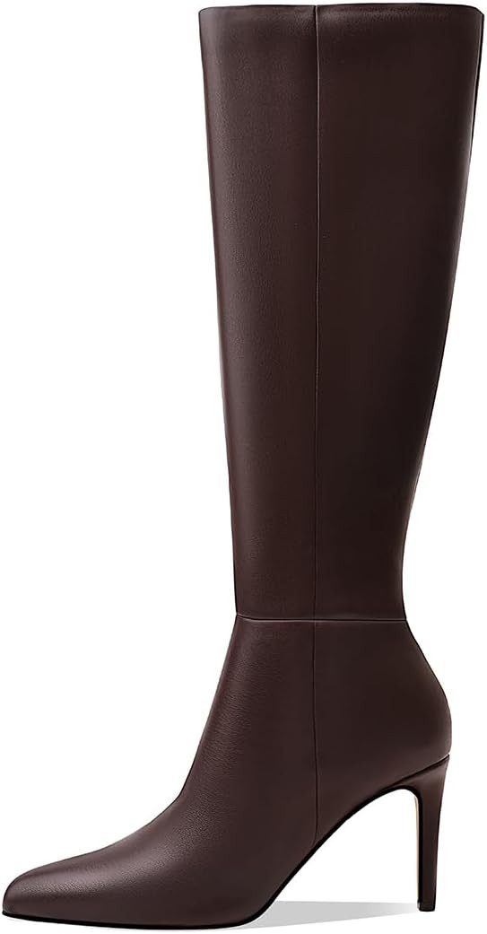 Women's Knee High Boots Women Mid Heel Pointed Toe Tall Boots for Women High Heel Side Zipper with Buckle Bow Knots Long Boots for Fall Winter for Fall Winter | Amazon (US)